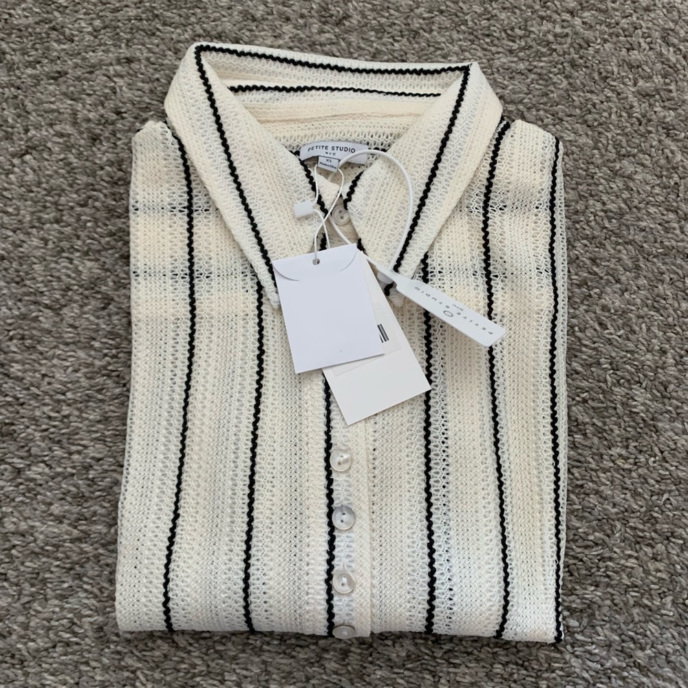 Petite Studio Vitoria Cream Knit Open Weave Shirt